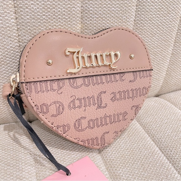 NEW Juicy Couture French Latte Cool‎ Collar Heart Zip Around Gothic Logo - Picture 1 of 4